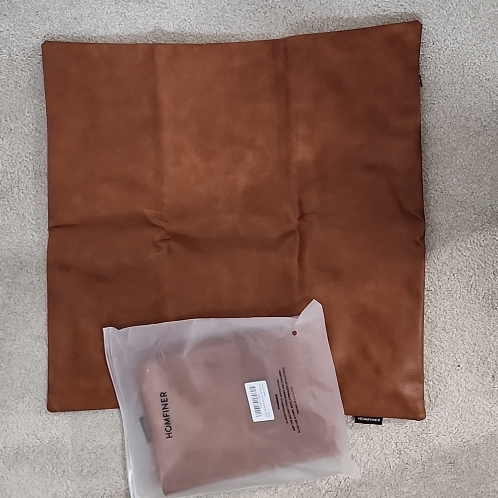 Set of 2 Homfiner Faux Leather Euro Sham pillow covers